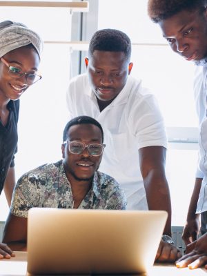 Group of afro americans working together